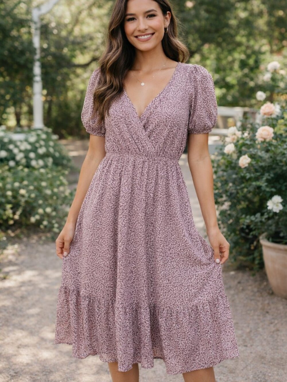 Sienna Sky Rose Pink Puff Sleeve Mini Dress NWT